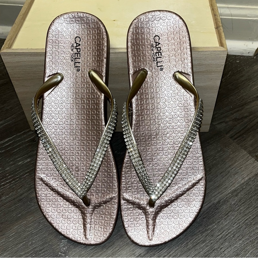 Cappeli Sequined Embellished Flip Flops (Size 7)